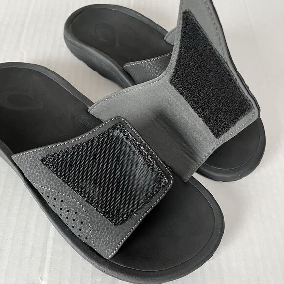 OluKai Nalu Slide Sandals Mens Black Water Resistant Slip On Casual Outdoor Sz 9 - Picture 9 of 16